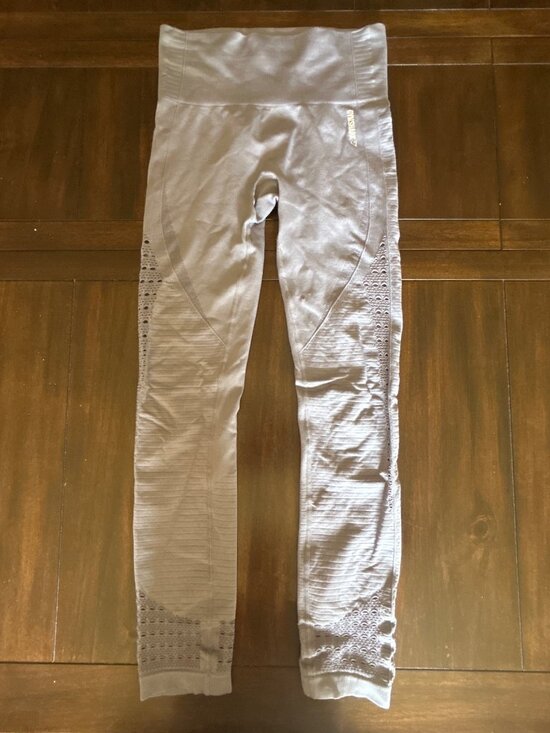 Gymshark Pants - Gymshark Womens Gray/Purple High-Waisted Seamless Ribbed Leggings  Eyelet XS